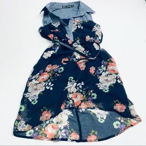 Crystal Doll Kid Girls Floral Navy Dress High-Low